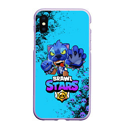 Чехол iPhone XS Max матовый Brawl Stars LEON, цвет: 3D-светло-сиреневый