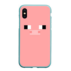 Чехол iPhone XS Max матовый Minecraft Pig, цвет: 3D-мятный