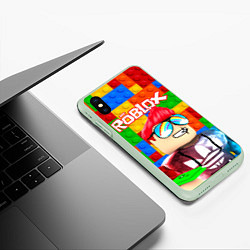 Чехол iPhone XS Max матовый ROBLOX 3, цвет: 3D-салатовый — фото 2
