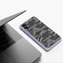 Чехол iPhone XS Max матовый КАМУФЛЯЖ GREY, цвет: 3D-светло-сиреневый — фото 2