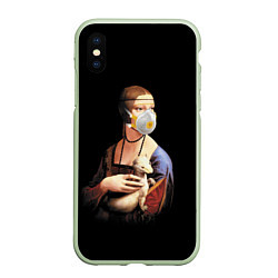 Чехол iPhone XS Max матовый Чечилия Галлерани - дама с горностаем, цвет: 3D-салатовый