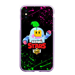 Чехол iPhone XS Max матовый BRAWL STARS SPROUT, цвет: 3D-сиреневый