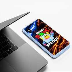 Чехол iPhone XS Max матовый BRAWL STARS SPROUT, цвет: 3D-голубой — фото 2