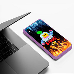 Чехол iPhone XS Max матовый BRAWL STARS SPROUT, цвет: 3D-фиолетовый — фото 2