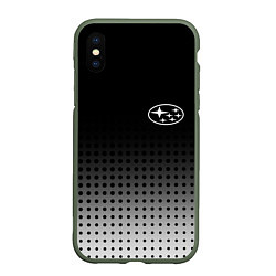 Чехол iPhone XS Max матовый Subaru, цвет: 3D-темно-зеленый