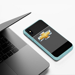Чехол iPhone XS Max матовый CHEVROLET, цвет: 3D-мятный — фото 2