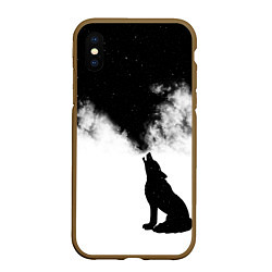 Чехол iPhone XS Max матовый Galaxy wolf, цвет: 3D-коричневый