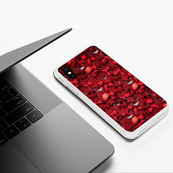 Чехол iPhone XS Max матовый Красный череп, цвет: 3D-белый — фото 2