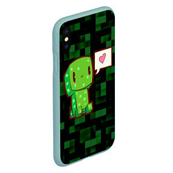 Чехол iPhone XS Max матовый Minecraft Creeper, цвет: 3D-мятный — фото 2