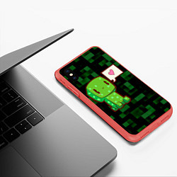 Чехол iPhone XS Max матовый Minecraft Creeper, цвет: 3D-красный — фото 2