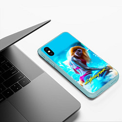 Чехол iPhone XS Max матовый CYBERPUNK 2077, цвет: 3D-мятный — фото 2