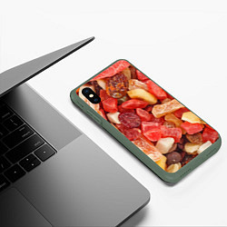 Чехол iPhone XS Max матовый Цукаты, цвет: 3D-темно-зеленый — фото 2