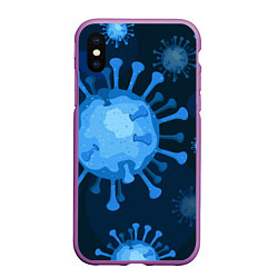 Чехол iPhone XS Max матовый Сorona virus infection, цвет: 3D-фиолетовый