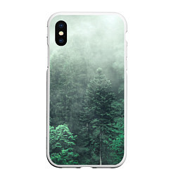 Чехол iPhone XS Max матовый Туманный лес, цвет: 3D-белый