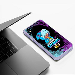 Чехол iPhone XS Max матовый Brawl Stars Leon Shark, цвет: 3D-светло-сиреневый — фото 2