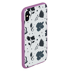 Чехол iPhone XS Max матовый Чёрно-белые цветы, цвет: 3D-фиолетовый — фото 2