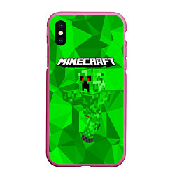 Чехол iPhone XS Max матовый Minecraft, цвет: 3D-малиновый