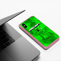 Чехол iPhone XS Max матовый Minecraft, цвет: 3D-малиновый — фото 2