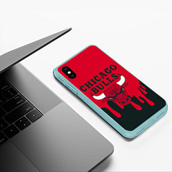 Чехол iPhone XS Max матовый Chicago Bulls, цвет: 3D-мятный — фото 2