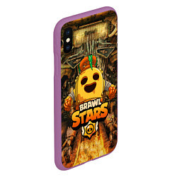 Чехол iPhone XS Max матовый Brawl Stars Robot Spike, цвет: 3D-фиолетовый — фото 2