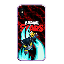 Чехол iPhone XS Max матовый BRAWL STARS MECHA CROW, цвет: 3D-сиреневый