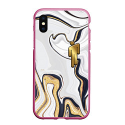 Чехол iPhone XS Max матовый Billie Eilish Gold, цвет: 3D-малиновый