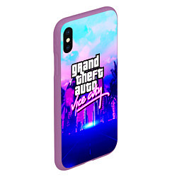 Чехол iPhone XS Max матовый GTA REMASTER, цвет: 3D-фиолетовый — фото 2