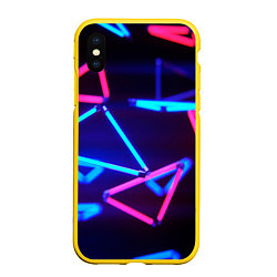 Чехол iPhone XS Max матовый ABSTRACTION NEON, цвет: 3D-желтый