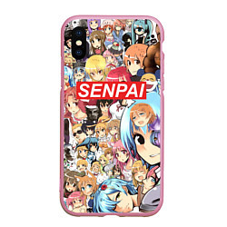 Чехол iPhone XS Max матовый SENPAI, цвет: 3D-розовый