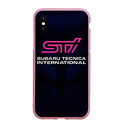 Чехол iPhone XS Max матовый SUBARU STI Z, цвет: 3D-розовый