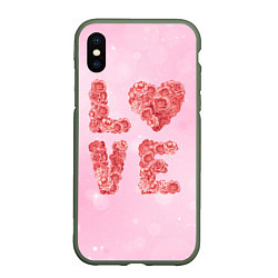 Чехол iPhone XS Max матовый Love Розы, цвет: 3D-темно-зеленый