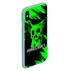 Чехол iPhone XS Max матовый MINECRAFT CREEPER CAT, цвет: 3D-мятный — фото 2