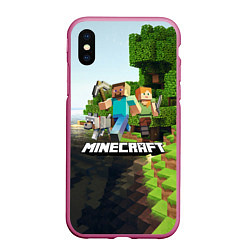 Чехол iPhone XS Max матовый Minecraft, цвет: 3D-малиновый