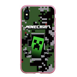 Чехол iPhone XS Max матовый Minecraft, цвет: 3D-розовый