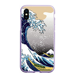 Чехол iPhone XS Max матовый The great wave off kanagawa, цвет: 3D-светло-сиреневый