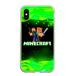 Чехол iPhone XS Max матовый Minecraft 1, цвет: 3D-салатовый