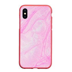 Чехол iPhone XS Max матовый Розовые разводы краска зефир, цвет: 3D-красный
