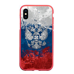 Чехол iPhone XS Max матовый Россия, цвет: 3D-красный