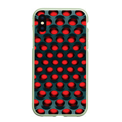 Чехол iPhone XS Max матовый Раскалённый красный 3Д, цвет: 3D-салатовый