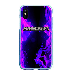 Чехол iPhone XS Max матовый MINECRAFT, цвет: 3D-голубой