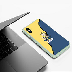 Чехол iPhone XS Max матовый Fallout logo boy, цвет: 3D-салатовый — фото 2
