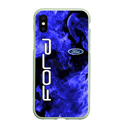 Чехол iPhone XS Max матовый FORD, цвет: 3D-салатовый