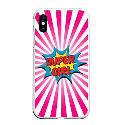 Чехол iPhone XS Max матовый Super Girl, цвет: 3D-белый