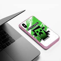 Чехол iPhone XS Max матовый Minecraft, цвет: 3D-розовый — фото 2