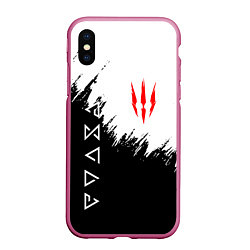 Чехол iPhone XS Max матовый The Witcher, цвет: 3D-малиновый