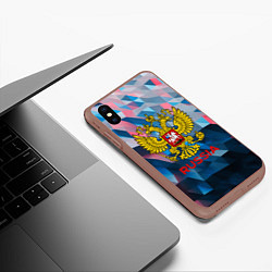 Чехол iPhone XS Max матовый RUSSIA, цвет: 3D-коричневый — фото 2