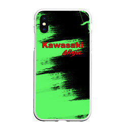 Чехол iPhone XS Max матовый Kawasaki, цвет: 3D-белый