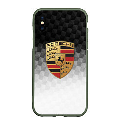 Чехол iPhone XS Max матовый PORSCHE, цвет: 3D-темно-зеленый