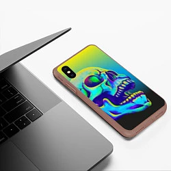 Чехол iPhone XS Max матовый Neon skull, цвет: 3D-коричневый — фото 2