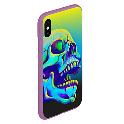 Чехол iPhone XS Max матовый Neon skull, цвет: 3D-фиолетовый — фото 2